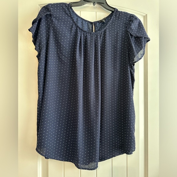 Torrid Navy Dots Pleated Blouse - Picture 6 of 8